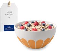 Villeroy & Boch - Fleur soleil bol para cereales amarillo, apto para lavavajillas y microondas, cuenco para yogur, aperitivos o ramen, bol pequeño naranja con decoración de flores, porcelana Premium