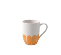 Villeroy & Boch - Fleur soleil taza con asa amarilla, apta para lavavajillas y microondas, tazón naranja para café, té y bebidas calientes, porcelana Premium