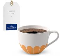 Villeroy & Boch - Fleur soleil taza de café amarilla, apta para lavavajillas y microondas, para café o té, taza naranja con decoración de flores, taza para capuccino, porcelana Premium