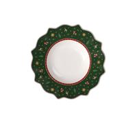 Villeroy & Boch Group 14-8585-2701 Plato Hondo Toy's Delight, para Navidad, 26 cm, Porcelana, Verde, 26.5x26.8x14.0 cm