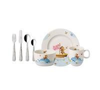 Villeroy & Boch - Happy as a Bear, 7 piezas Servicio de mesa infantil, Porcelana Premium/Acero inoxidable, Apto para lavavajillas, Blanco/colorido