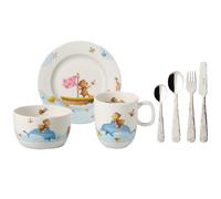 Villeroy & Boch - Happy as a Bear, 7 piezas Servicio de mesa infantil, Porcelana Premium/Acero inoxidable, Apto para lavavajillas, Blanco/colorido
