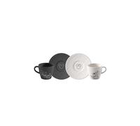 VILLEROY & BOCH Juego de 4 tazas de espresso con platillo MANUFACTURE-MICKEY MOUSE Negro/Blanco negro
