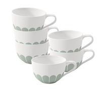 Villeroy & Boch - Juego de 6 tazas de capuchino de 300 ml, tamaño aproximado: 14,5 × 11 × 7 cm, color verde, apto para lavavajillas y microondas, diseño floral, tazas de café de porcelana premium