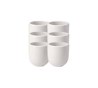 Villeroy & Boch - Juego de 6 tazas NewMoon sin asa, tazas modernas para té y café, porcelana premium, color blanco, apto para lavavajillas, porcelana