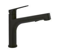 Villeroy & Boch Junis Sky Shower grifería de cocina, alta presión, con rociador extraíble y función de conmutación, grifo de fregadero de bajo consumo, altura del caño 171 mm, negro mate