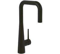 Villeroy & Boch Konic, grifo de cocina con rociador extraíble y giro de 360°, alta presión, altura del caño 143 mm, mando liso, Negro Mate