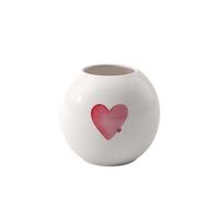 Villeroy & Boch Like. by with Love jarrón, 13 x 13 x 11,5 cm, Blanco con decoración de corazón en Acuarela roja, Apto para lavavajillas, jarrón Decorativo abombado, Porcelana Premium