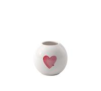 Villeroy & Boch Like. by with Love jarrón, 9,5 x 9,5 x 8,5 cm, Blanco con decoración de corazón en Acuarela roja, Apto para lavavajillas, jarrón Decorativo pequeño, Porcelana Premium