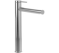 Villeroy & Boch Loop & Friends - Grifo de lavabo elevado, sin desagüe, grifo de baño con cartucho de cerámica, ahorro de agua, altura de caño 251 mm, redondo, cromado