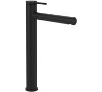 Villeroy & Boch Loop & Friends - Grifo de lavabo elevado, sin desagüe, grifo de baño con cartucho de cerámica, ahorro de agua, altura de caño 251 mm, redondo, color negro mate