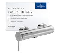 Villeroy & Boch Loop & Friends - Grifo mezclador de ducha con protección antirretorno y cartucho de cerámica, grifo monomando para montaje en superficie, redondo, cromado