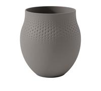 Villeroy & Boch - Manufacture Collier Taupe, jarrón Grande Perle, 18 cm, Porcelana Premium, Taupe
