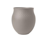 Villeroy & Boch jarrón Manufacture Collier Taupe – Grande Perle, 18 cm, porcelana premium, taupe