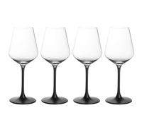 Villeroy & Boch Manufacture Rock, Set De Copas Para Vino Tinto, 4 Piezas, 380 Ml, Vidrio De Cristal, Transparente/Negro