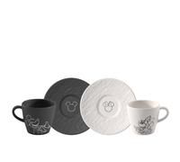 VILLEROY & BOCH Juego de 4 tazas de espresso con platillo MANUFACTURE-MICKEY MOUSE Negro/Blanco negro