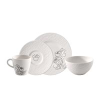 Villeroy & Boch Manufacture Rock - Mickey Mouse - Set desayuno, 4 piezas, negro, para lavavajillas y microondas, acabado de pizarra con decoración de Disney Mickey Mouse en tiza