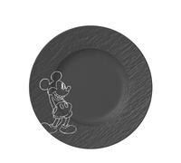 Villeroy & Boch Manufacture Rock - Mickey Mouse - Plato para desayuno/postre, negro, apto para lavavajillas y microondas, acabado de pizarra con decoración de Disney Mickey Mouse