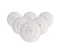 Villeroy & Boch Manufacture Rock Blanc - Juego de 6 platillos para café, diseño de Mickey Mouse, color blanco, apto para lavavajillas, diseño de pizarra con decoración de tiza de Mickey Mouse de