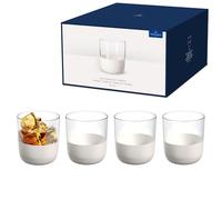 Villeroy & Boch - Manufacture Rock blanc Juego de vasos de whisky, 4 piezas. Juego de vasos para whisky y cócteles, 250 ml, Cristal, Aspecto de pizarra blanco mate