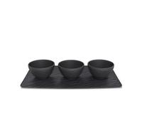 Villeroy & Boch - Manufacture Rock Juego Cazoleta Dip 4 Piezas Negro, Apto para Lavavajillas, Apto para Microondas, Cuenco Salsa, Vajilla Negra, Juego Cuencos, Porcelana Premium