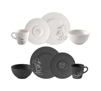Villeroy & Boch Manufacture Rock - Mickey Mouse - Set de desayuno, 8 piezas, blanco y negro, para lavavajillas y microondas, acabado de pizarra y decoración de Disney Mickey Mouse en tiza