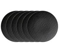 Villeroy & Boch - Manufacture Rock, Plato universal Coupe, 6 piezas, 25 cm, Porcelana Premium, apto para lavavajillas y microondas, negro