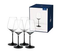 Villeroy & Boch Manufacture Rock, Set De Copas Para Vino Blanco, 4 Piezas, 380 Ml, Vidrio De Cristal, Transparente/Negro