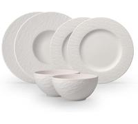 Villeroy & Boch Manufacture Set Básico 6 Piezas Blanco, Apto Para Lavavajillas, Apto Para Microondas, Platos, Cuencos, Vajilla Negra, Premium Porcelain