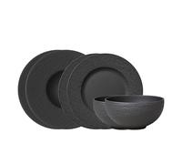 Villeroy & Boch Manufacture Set Básico 6 Piezas Negro, Apto Para Lavavajillas, Apto Para Microondas, Platos, Cuencos, Vajilla, Premium Porcelain