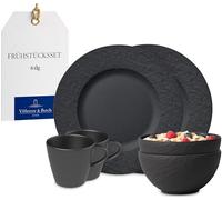 Villeroy & Boch Manufacture, Set Desayuno, 6 Piezas, Vajilla Para 2 Personas, Porcelana Premium, Negro