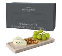 Villeroy & Boch - Manufacture Travertine, bandeja para servir pequeño beis, hecha a mano, diseño elegante de piedra natural en tonos arena, plato para servir de piedra, vajilla de travertino
