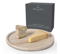 Villeroy & Boch - Manufacture Travertine, plato para servir beis, hecho a mano, diseño elegante de piedra natural en tonos arena, plato de piedra, vajilla de travertino