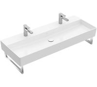 Villeroy & Boch Memento 2.0 lavabo mural, 2 agujeros para grifo, sin rebosadero, sin pulir, 1200x470mm, 4A22C101, Color: blanco-alpino