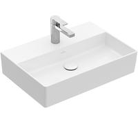 Villeroy & Boch Memento 2.0 lavabo mural, 1 agujero para grifo, sin rebosadero, pulido, 500x420mm, 4A225LR1, Color: Cerámica Blanca