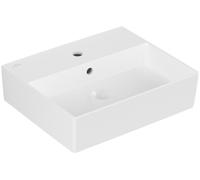 Villeroy & Boch Memento 2.0 lavabo mural, 1 agujero para grifo, con rebosadero, pulido, 500x420mm, 4A225GRW, Color: Blanco Piedra CerámicaPlus