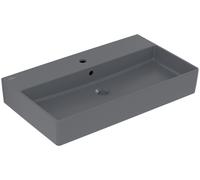 Villeroy & Boch Memento 2.0 lavabo mural, 1 agujero para grifo, con rebosadero, sin pulir, 800x470mm, 4A2280I4, Color: Grafito, Cerámica Plus