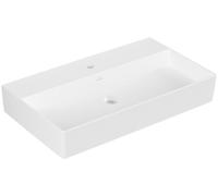 Villeroy & Boch Memento 2.0 lavabo mural, 1 agujero para grifo, sin rebosadero, pulido, 800x470mm, 4A228LRW, Color: Blanco Piedra CerámicaPlus
