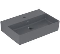 Villeroy & Boch Memento 2.0 lavabo mural, 1 agujero para grifo, sin rebosadero, sin pulir, 600x420mm, 4A2261I4, Color: Grafito, Cerámica Plus