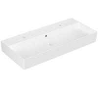 Villeroy & Boch Memento 2.0 lavabo mural, 2 agujeros para grifo, con rebosadero, pulido, 1000x470mm, 4A221LRW, Color: Blanco Piedra CerámicaPlus