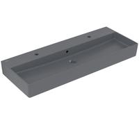 Villeroy & Boch Memento 2.0 lavabo mural, 2 agujeros para grifo, con rebosadero, pulido, 1200x470mm, 4A22CKI4, Color: Grafito, Cerámica Plus