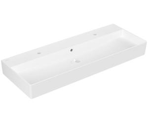 Villeroy & Boch Memento 2.0 lavabo mural, 2 agujeros para grifo, con rebosadero, pulido, 1200x470mm, 4A22CK01, Color: blanco-alpino