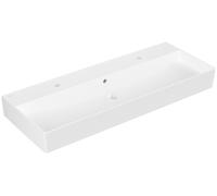 Villeroy & Boch Memento 2.0 lavabo mural, 2 agujeros para grifo, con rebosadero, sin pulir, 1200x470mm, 4A22C4RW, Color: Blanco Piedra CerámicaPlus