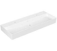 Villeroy & Boch Memento 2.0 lavabo mural, 2 agujeros para grifo, sin rebosadero, pulido, 1200x470mm, 4A22CGR1, Color: Cerámica Blanca