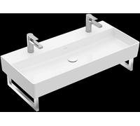 Villeroy & Boch Memento 2.0 lavabo mural, 2 agujeros para grifo, sin rebosadero, sin pulir, 1000x470mm, 4A22A1R1, Color: Cerámica Blanca