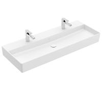 Villeroy & Boch Memento 2.0 lavabo mural, 2 agujeros para grifo, sin rebosadero, sin pulir, 1200x470mm, 4A22C1RW, Color: Blanco Piedra CerámicaPlus
