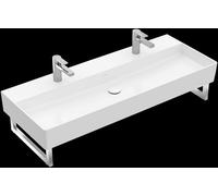 Villeroy & Boch Memento 2.0 lavabo mural, 2 agujeros para grifo, sin rebosadero, sin pulir, 1200x470mm, 4A22C1R1, Color: Cerámica Blanca