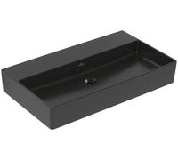 Villeroy & Boch Memento 2.0 lavabo mural, sin agujero para grifo, sin rebosadero, pulido, 800x470mm, 4A228FS5, Color: Ébano, Cerámica Plus