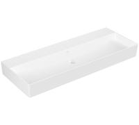 Villeroy & Boch Memento 2.0 lavabo mural, sin agujero para grifo, sin rebosadero, sin pulir, 1200x470mm, 4A22C3RW, Color: Blanco Piedra CerámicaPlus