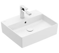 Villeroy & Boch Memento 2.0 lavabo sobre encimera, 1 agujero para grifo, con rebosadero, pulido, 500x420mm, 4A0750RW, Color: Blanco Piedra CerámicaPlus